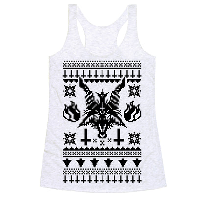 Baphomet Ugly Christmas Sweater  Racerback Tank