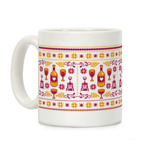 Ugly Wine Christmas Sweater Pattern Coffee Mug