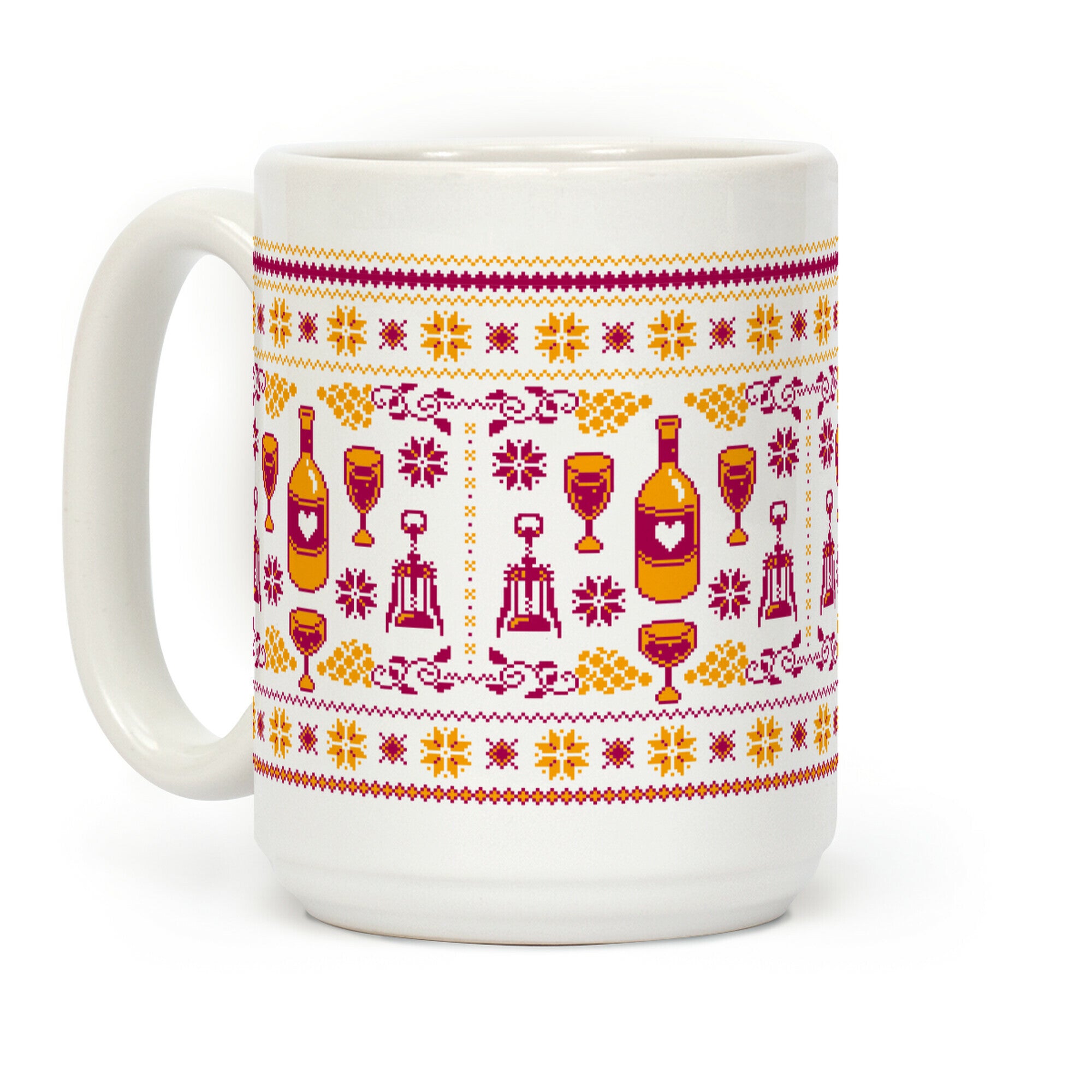 Ugly Wine Christmas Sweater Pattern Coffee Mug