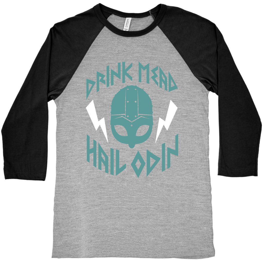 Drink Mead Hail Odin (dark) Baseball Tee
