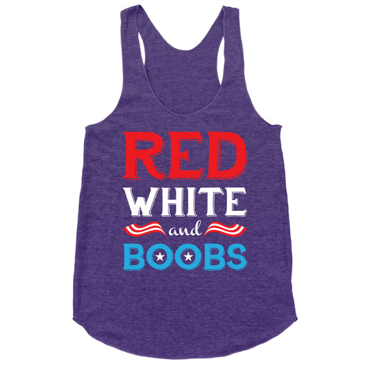 Red White And Boobs Racerback Tank