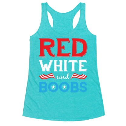 Red White And Boobs Racerback Tank