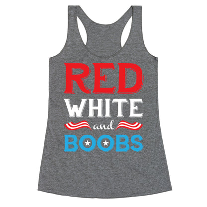 Red White And Boobs Racerback Tank