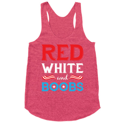 Red White And Boobs Racerback Tank
