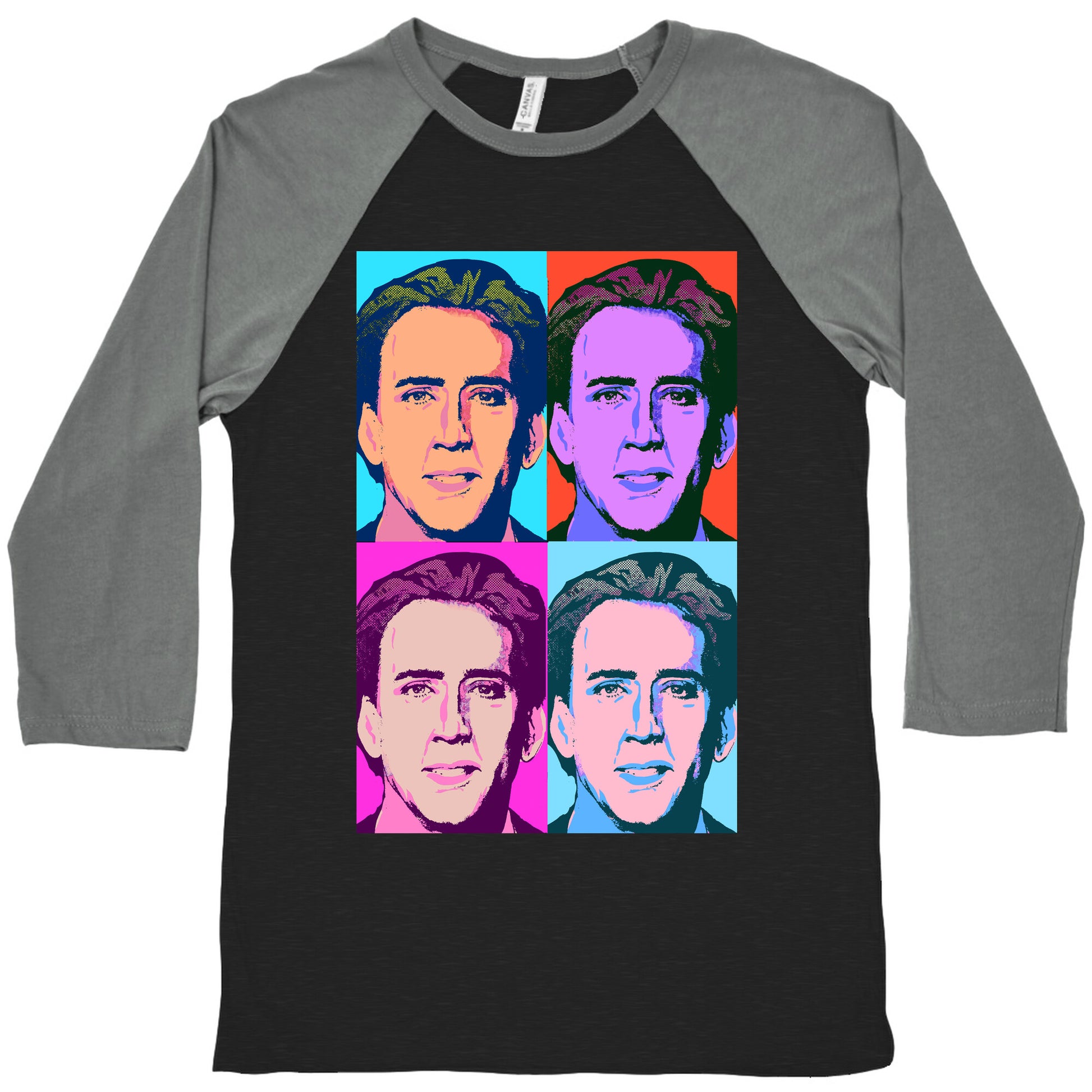 Nicholas Cage Pop Art Parody Baseball Tee