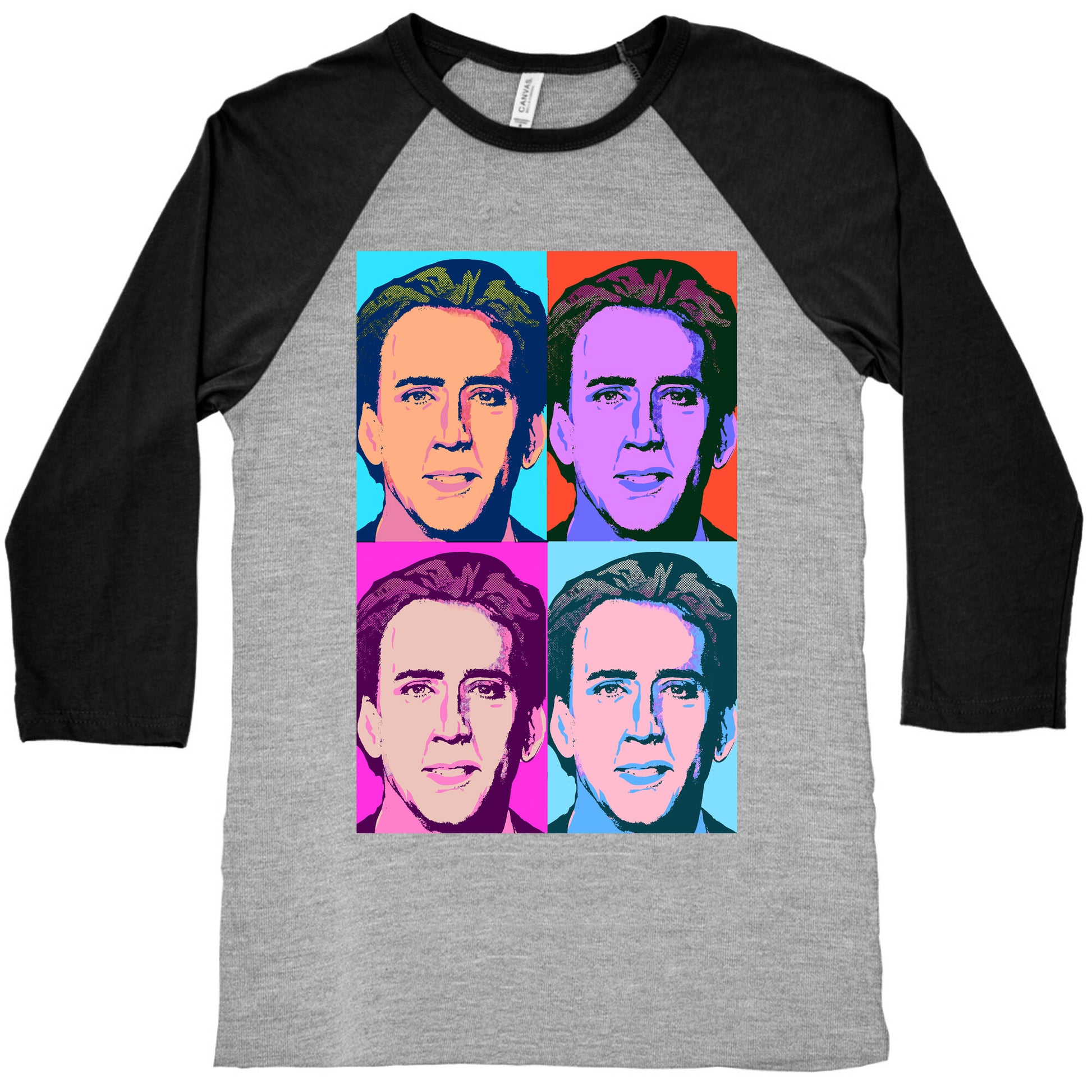 Nicholas Cage Pop Art Parody Baseball Tee