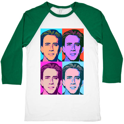 Nicholas Cage Pop Art Parody Baseball Tee