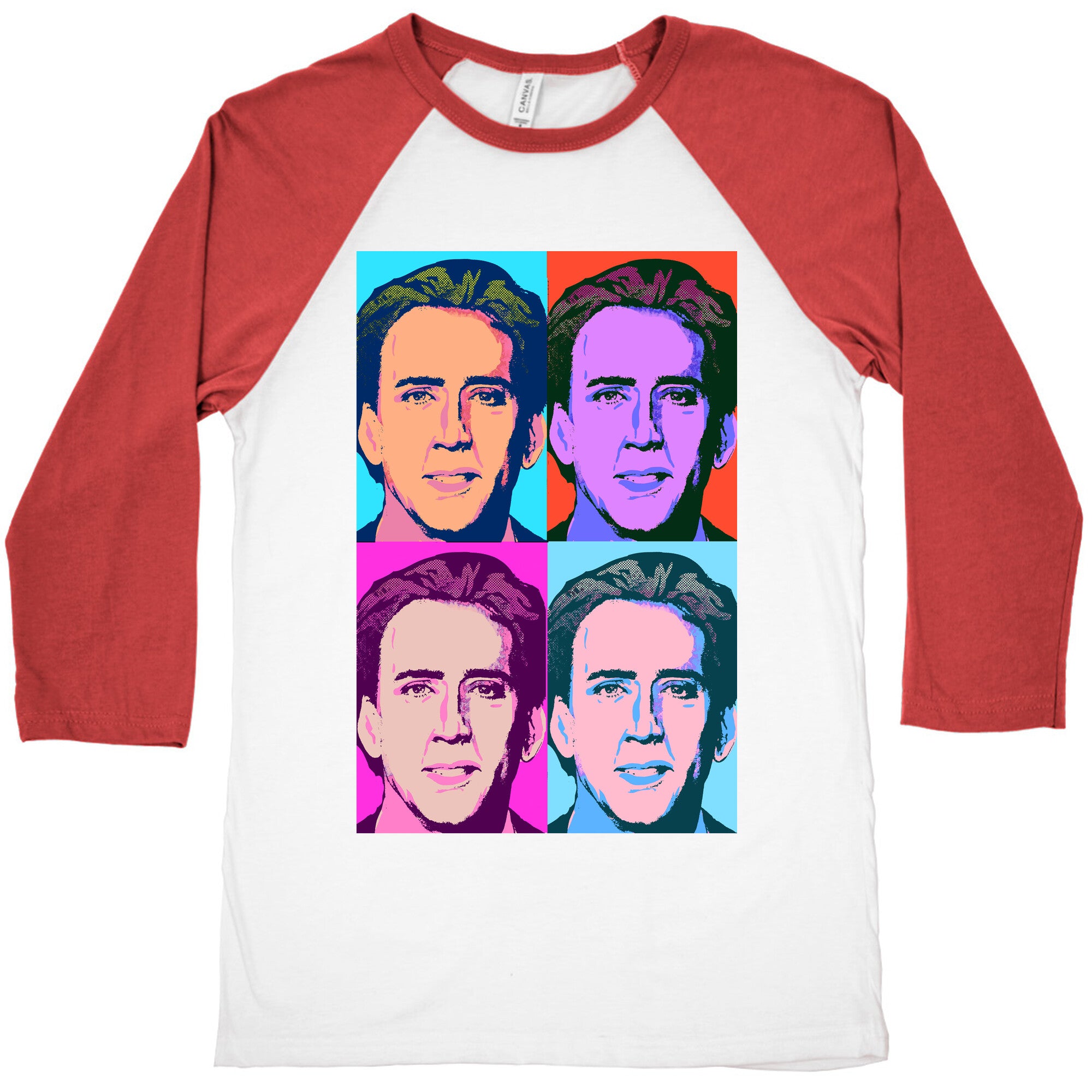 Nicholas Cage Pop Art Parody Baseball Tee