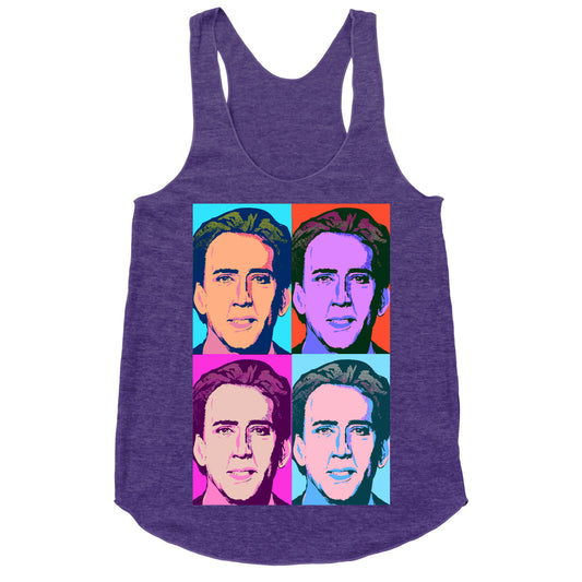 Nicholas Cage Pop Art Parody Racerback Tank