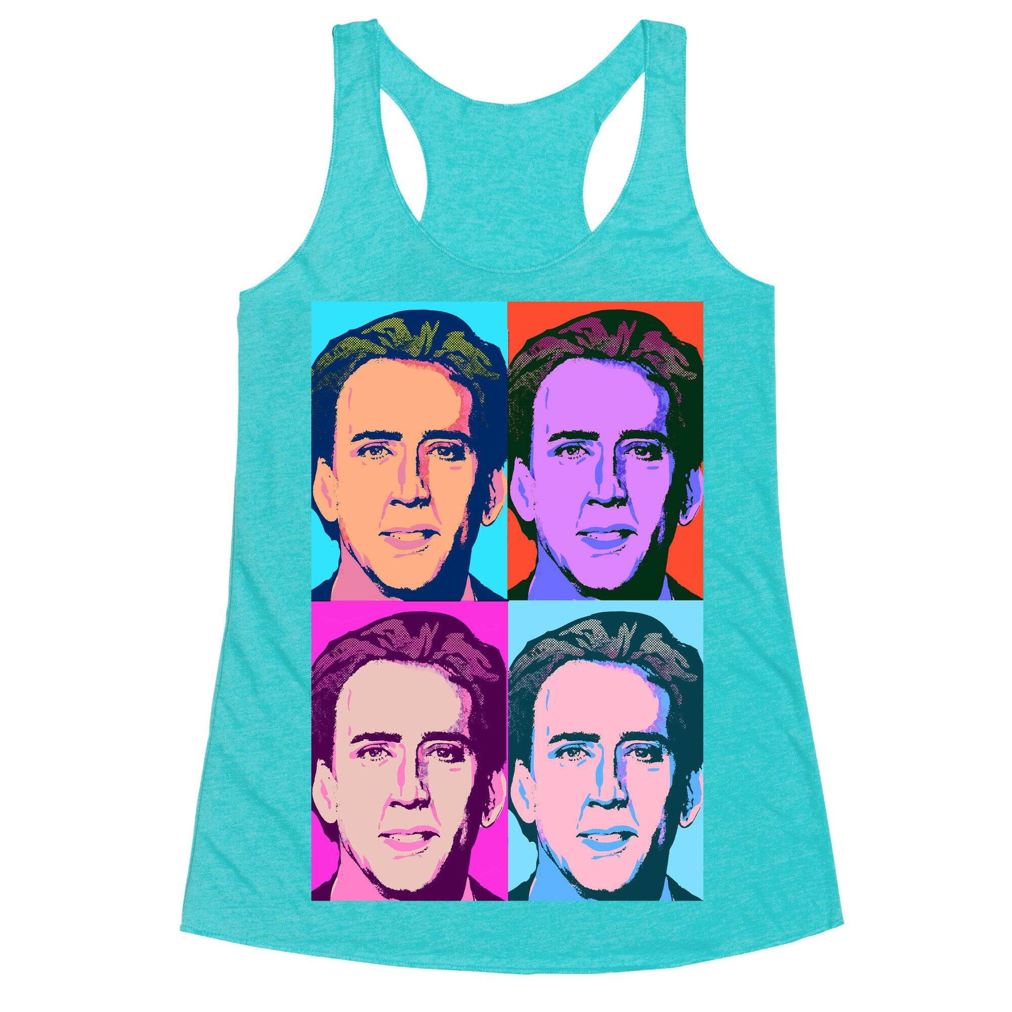 Nicholas Cage Pop Art Parody Racerback Tank