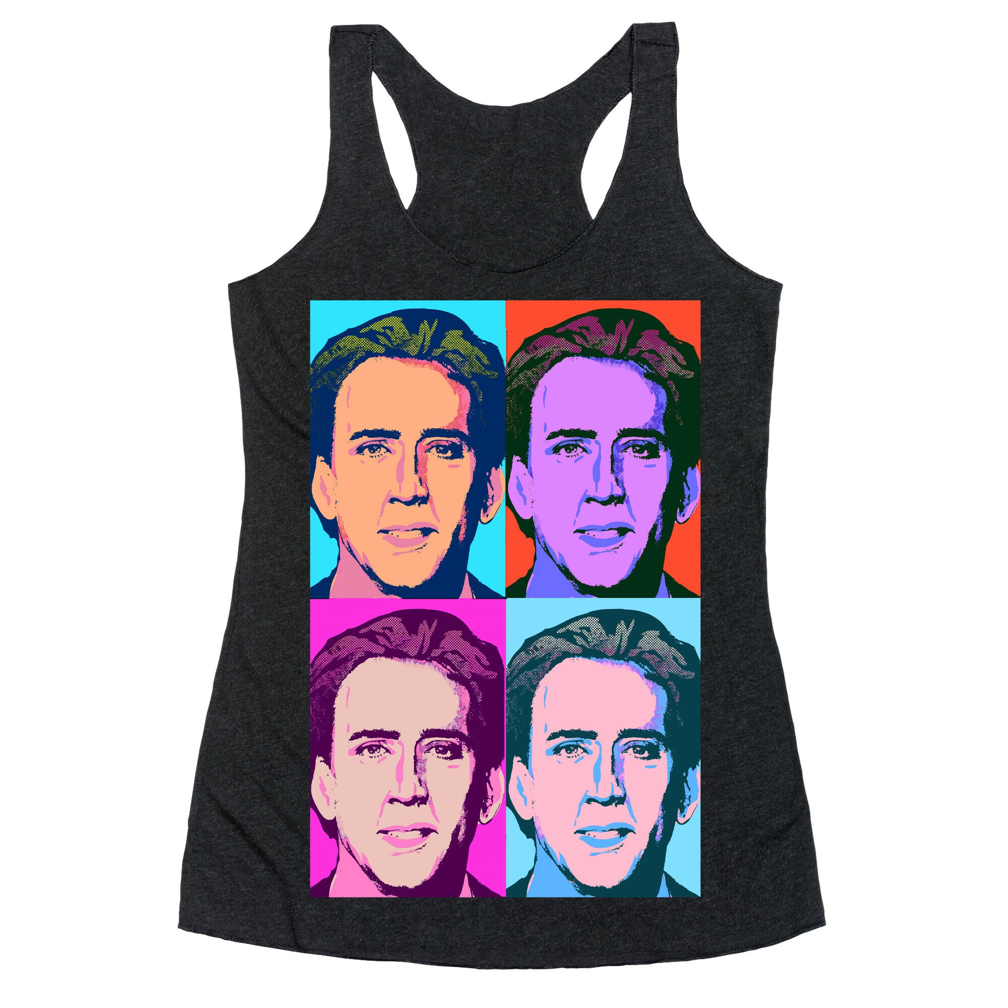 Nicholas Cage Pop Art Parody Racerback Tank