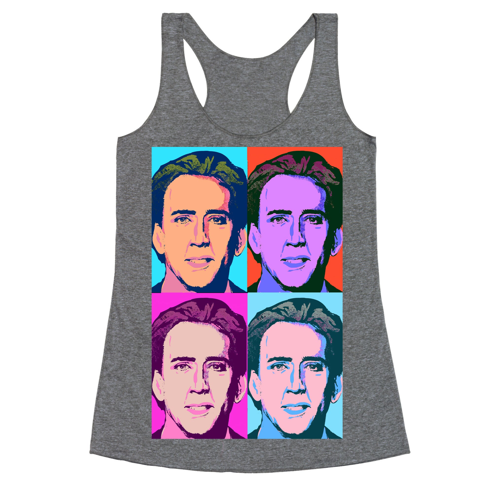 Nicholas Cage Pop Art Parody Racerback Tank