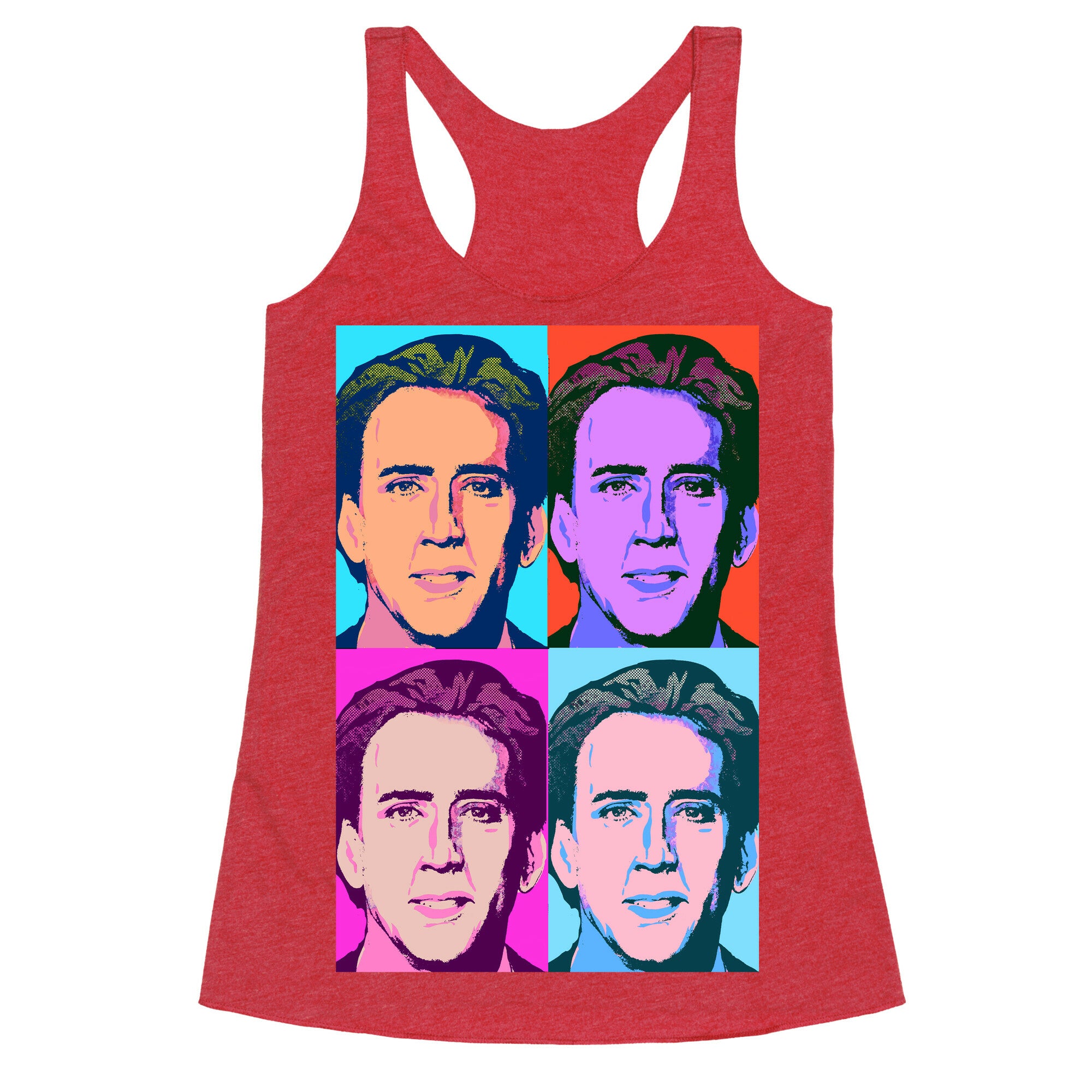 Nicholas Cage Pop Art Parody Racerback Tank