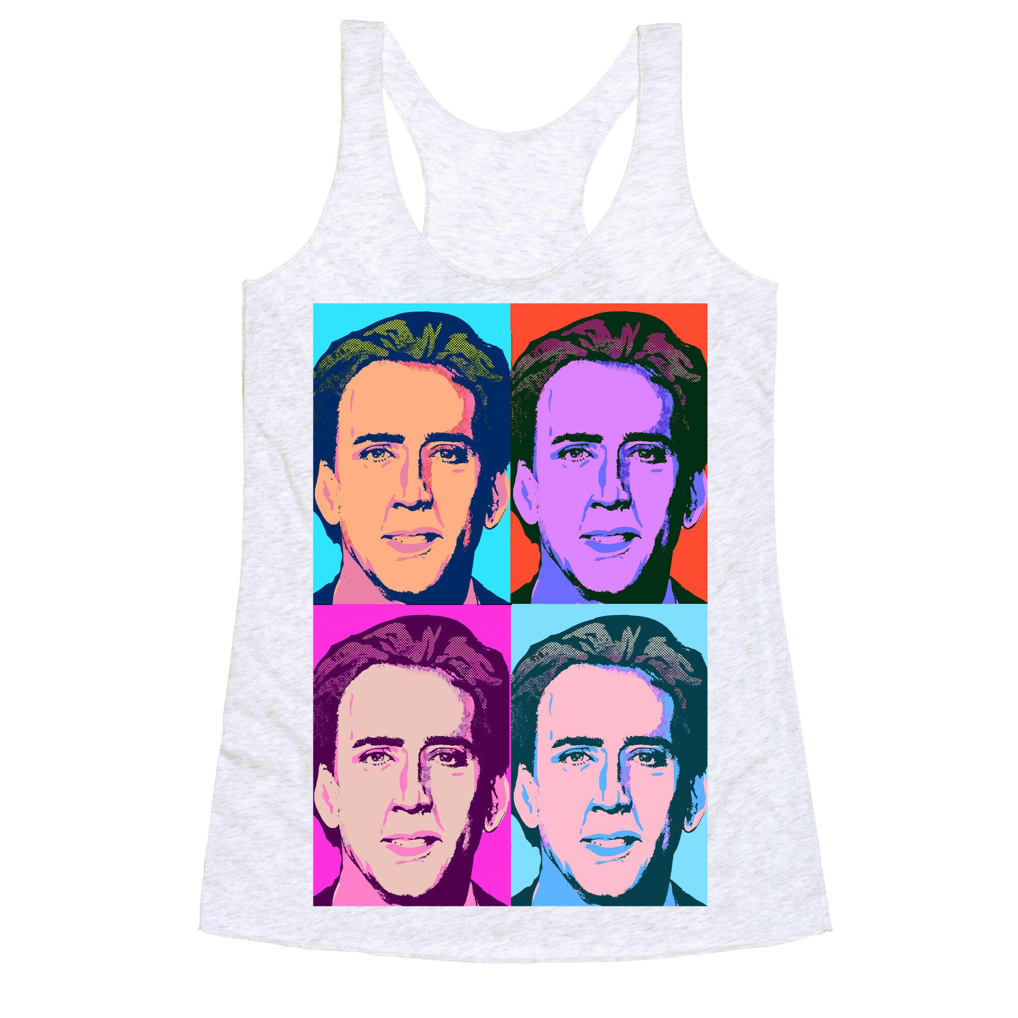 Nicholas Cage Pop Art Parody Racerback Tank