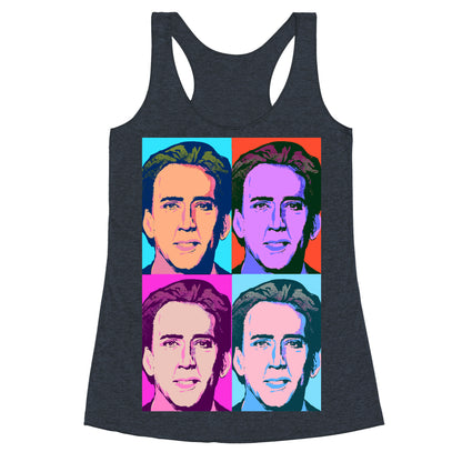 Nicholas Cage Pop Art Parody Racerback Tank