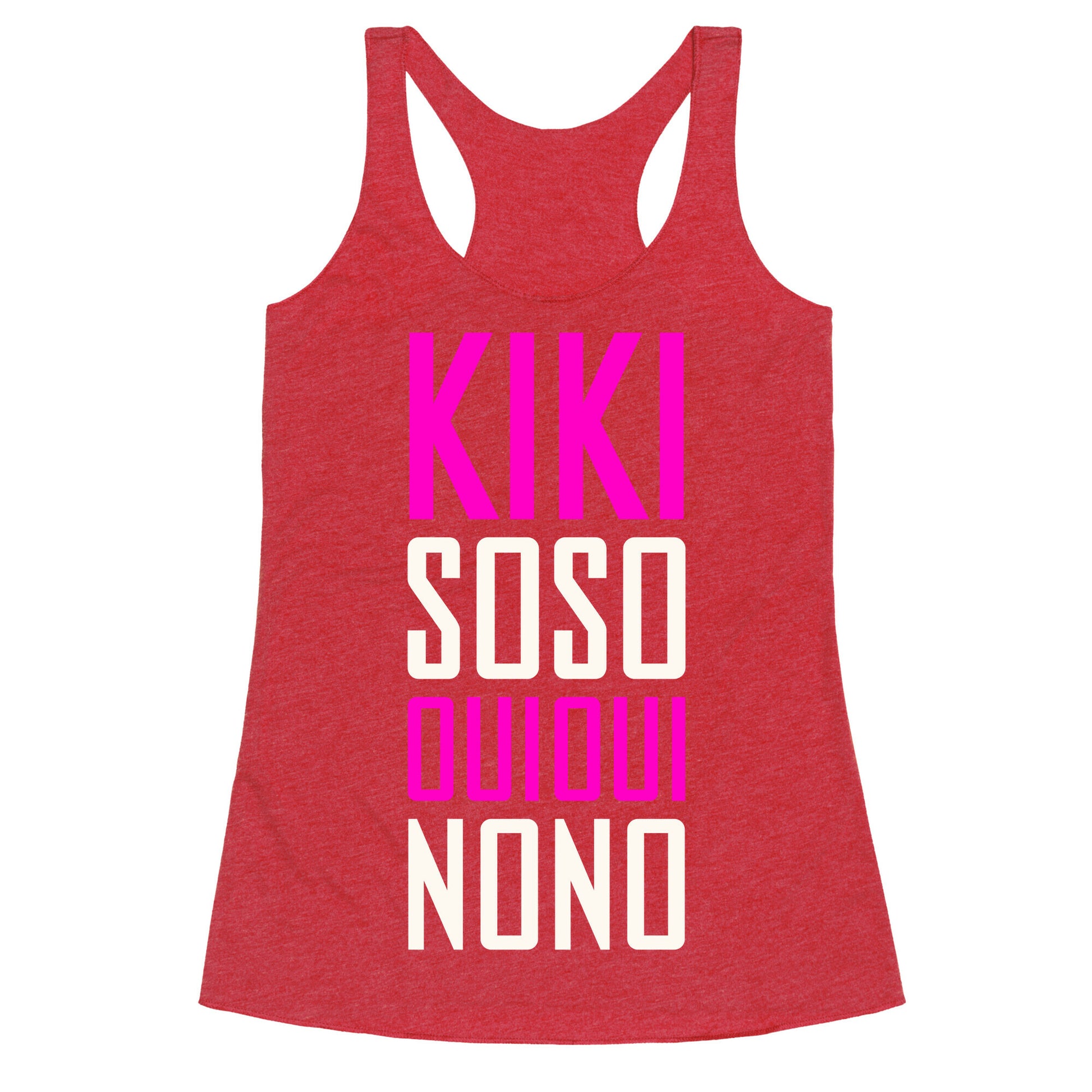 Kiki, So-so, Oui Oui, No No Racerback Tank