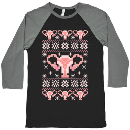 Uterus Sweater Pattern Baseball Tee