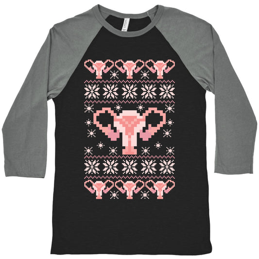 Uterus Sweater Pattern Baseball Tee