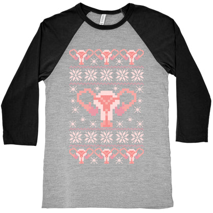 Uterus Sweater Pattern Baseball Tee