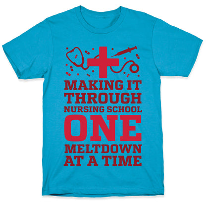 Making It Through Nursing School One Meltdown At A Time Unisex Triblend Tee