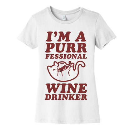 Purrfessional Wine Drinker Women's Cotton Tee