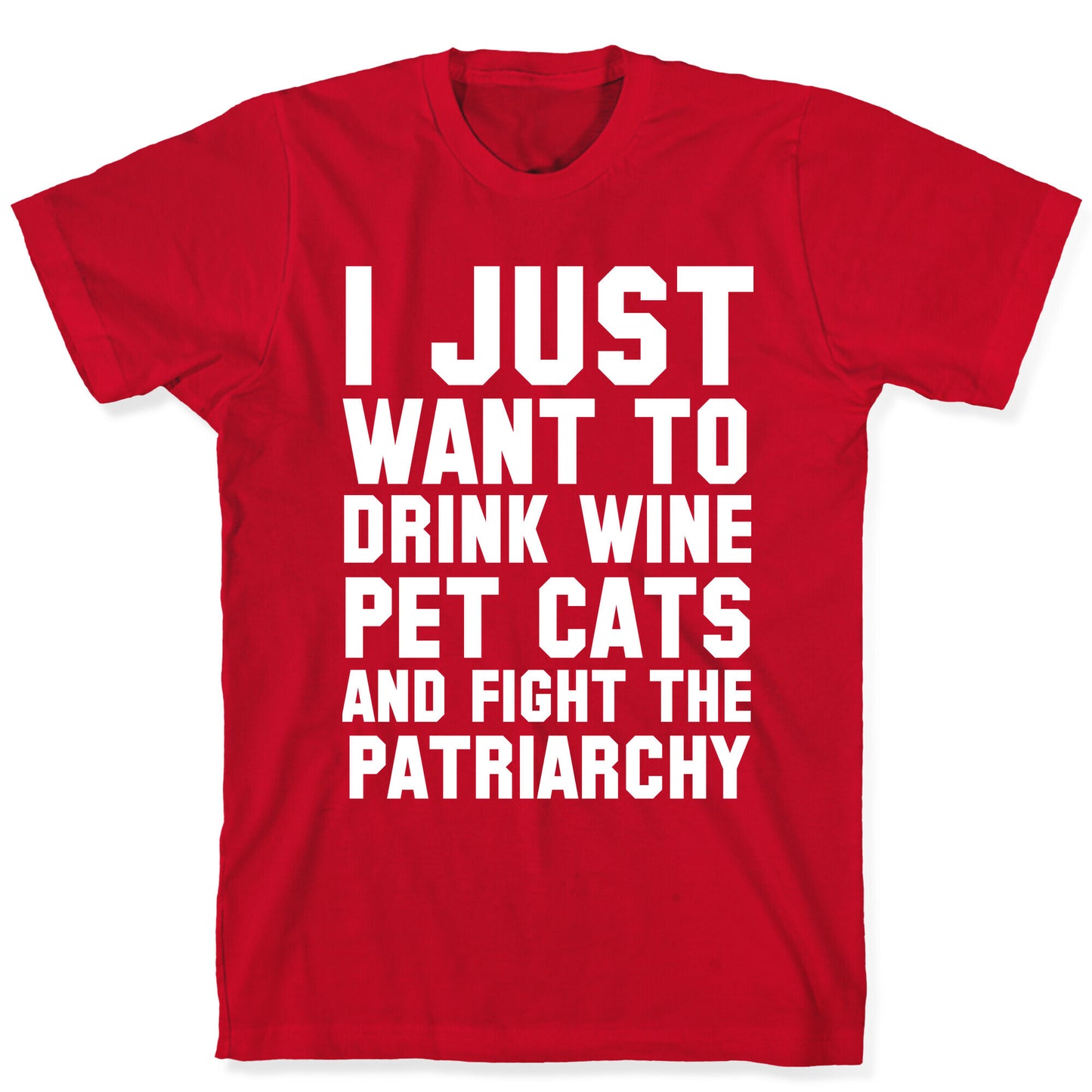 I Just Want to Drink Wine, Pet Cats & Fight the Patriachy T-Shirt
