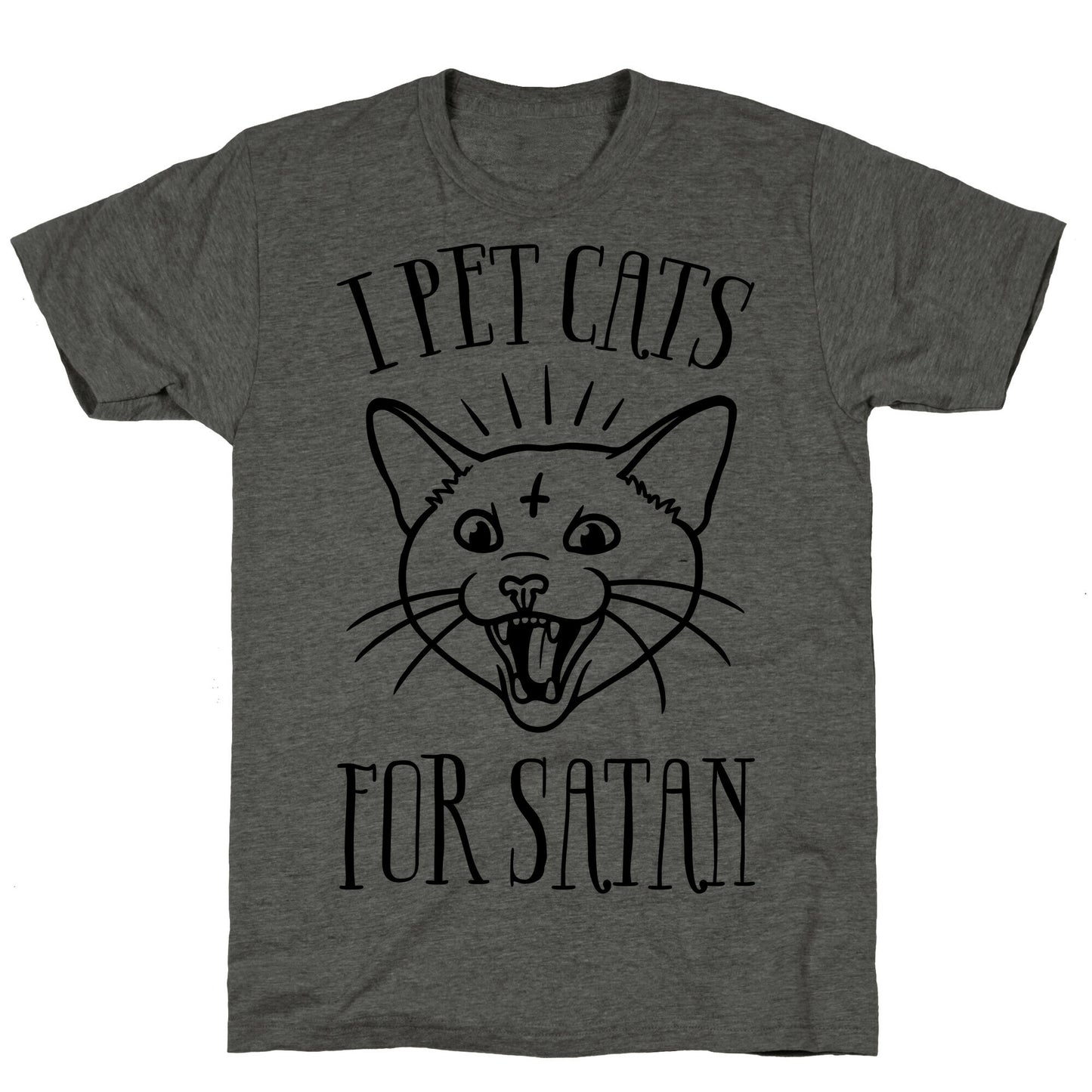 I Pet Cats For Satan Unisex Triblend Tee