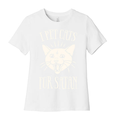 I Pet Cats For Satan Women's Cotton Tee