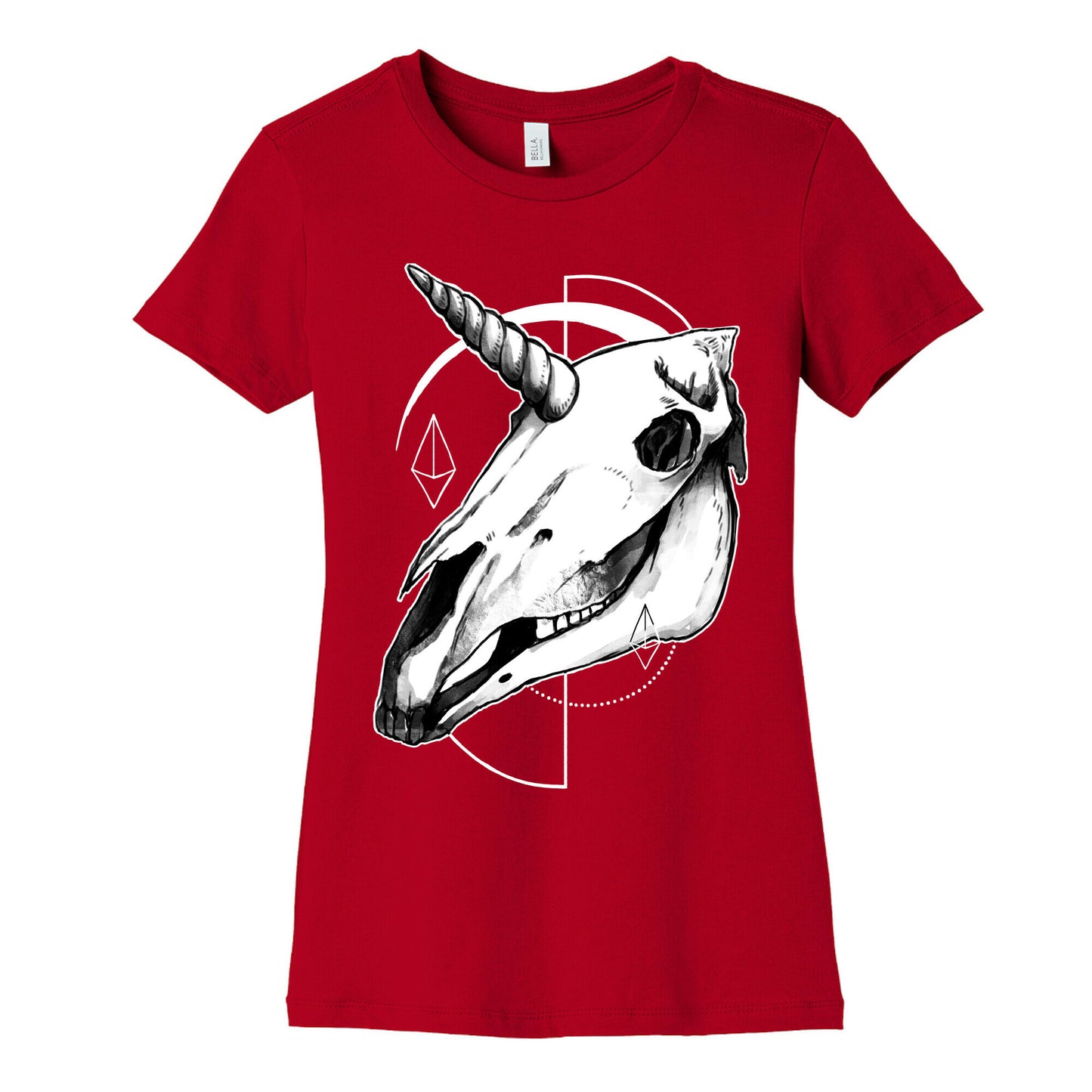 Geometric Occult Unicorn Skull Women's Cotton Tee