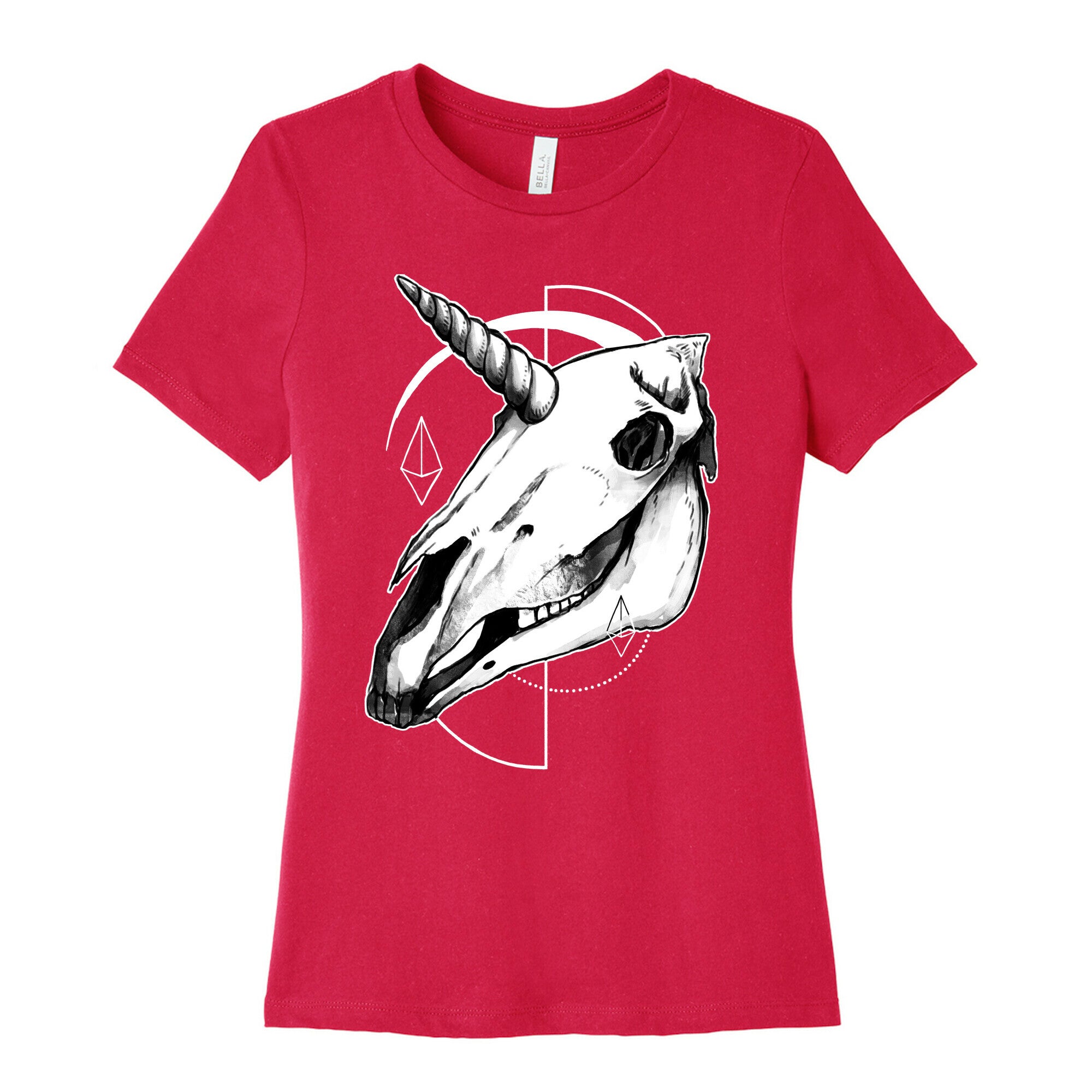 Geometric Occult Unicorn Skull Women's Cotton Tee