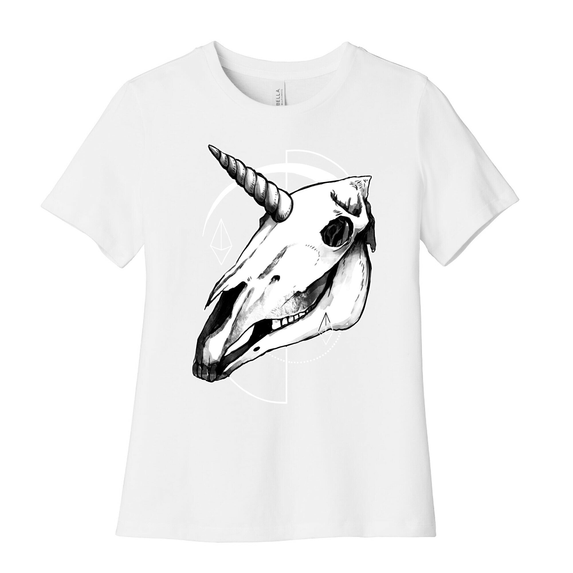 Geometric Occult Unicorn Skull Women's Cotton Tee