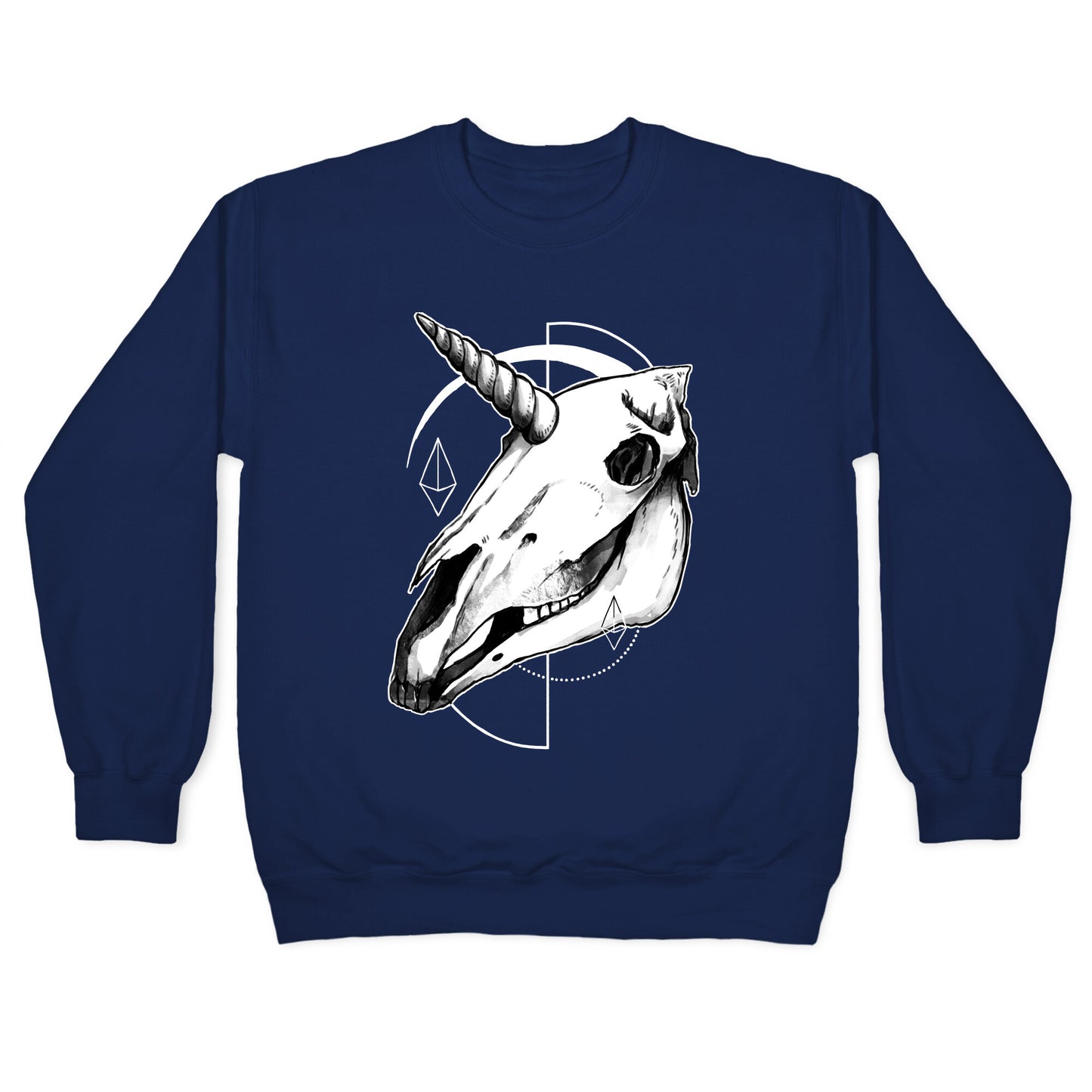 Geometric Occult Unicorn Skull Crewneck Sweatshirt