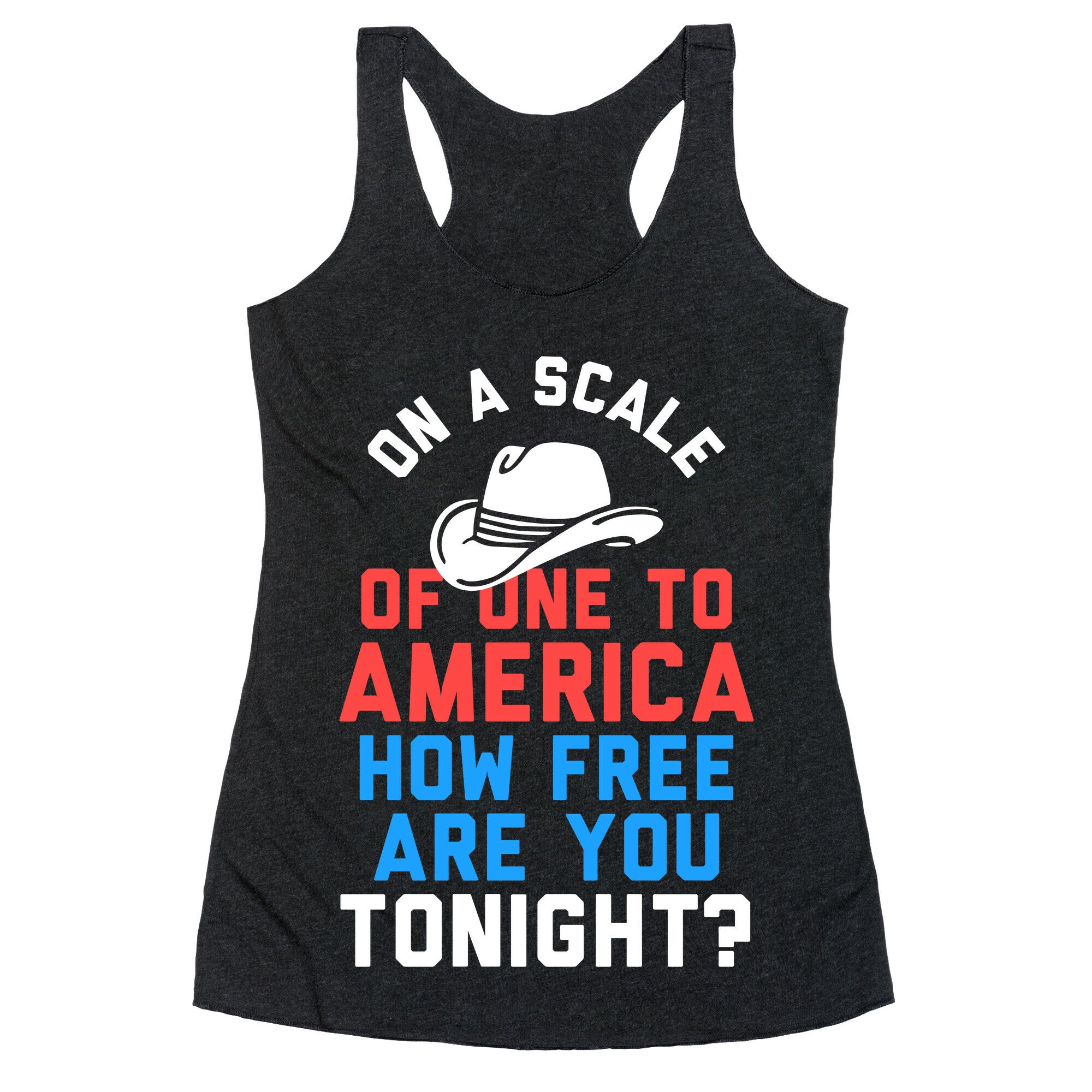 On a Scale of One To America (White Ink) Racerback Tank