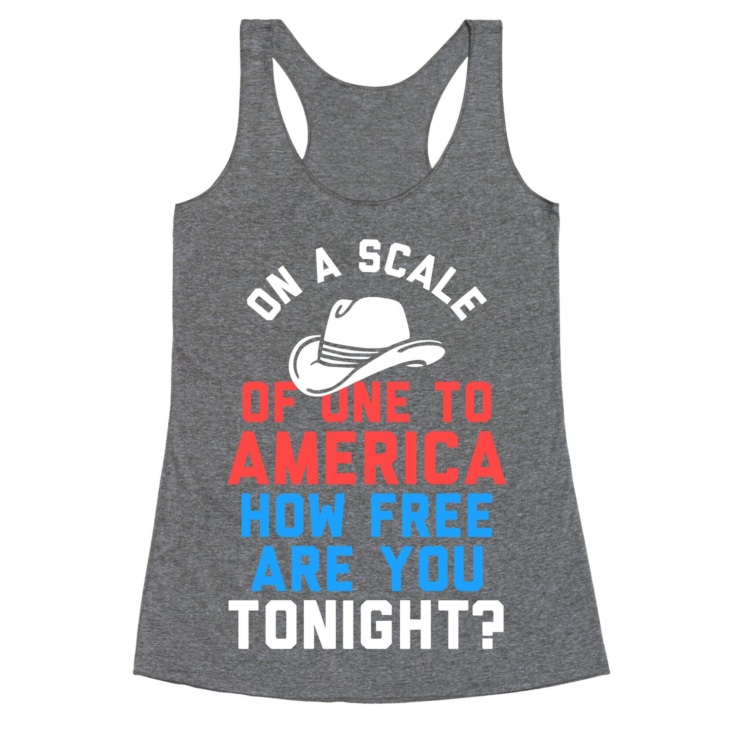 On a Scale of One To America (White Ink) Racerback Tank