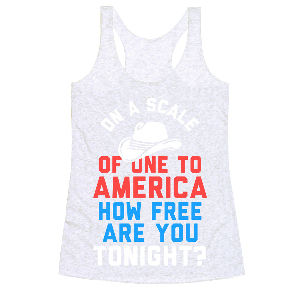On a Scale of One To America (White Ink) Racerback Tank