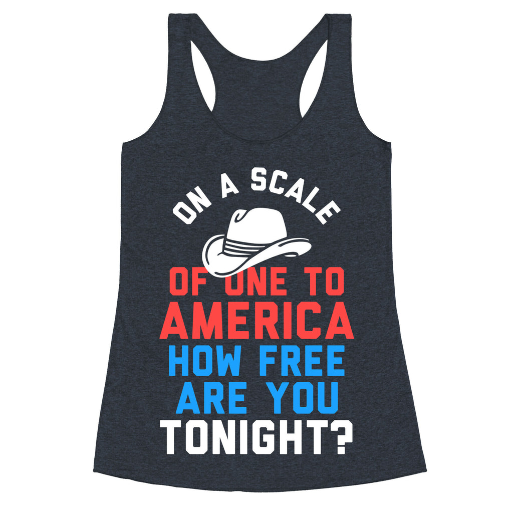 On a Scale of One To America (White Ink) Racerback Tank