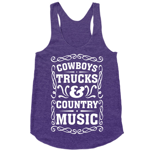 Cowboys Trucks & Country Music Racerback Tank