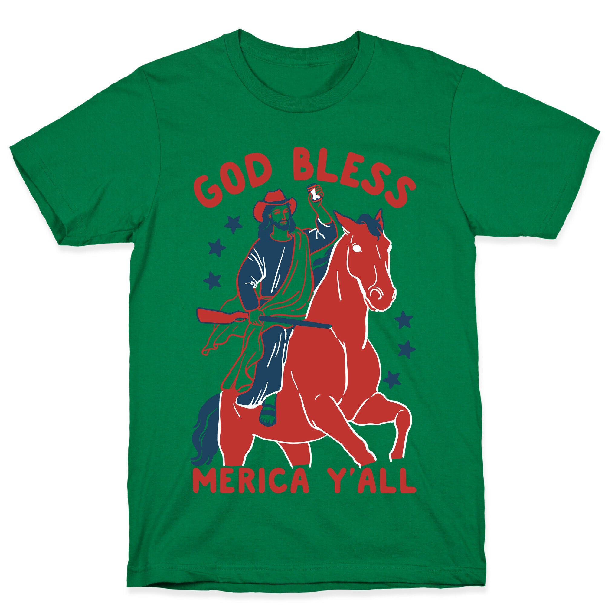 God Bless Merica Y'all: Cowboy Jesus T-Shirt
