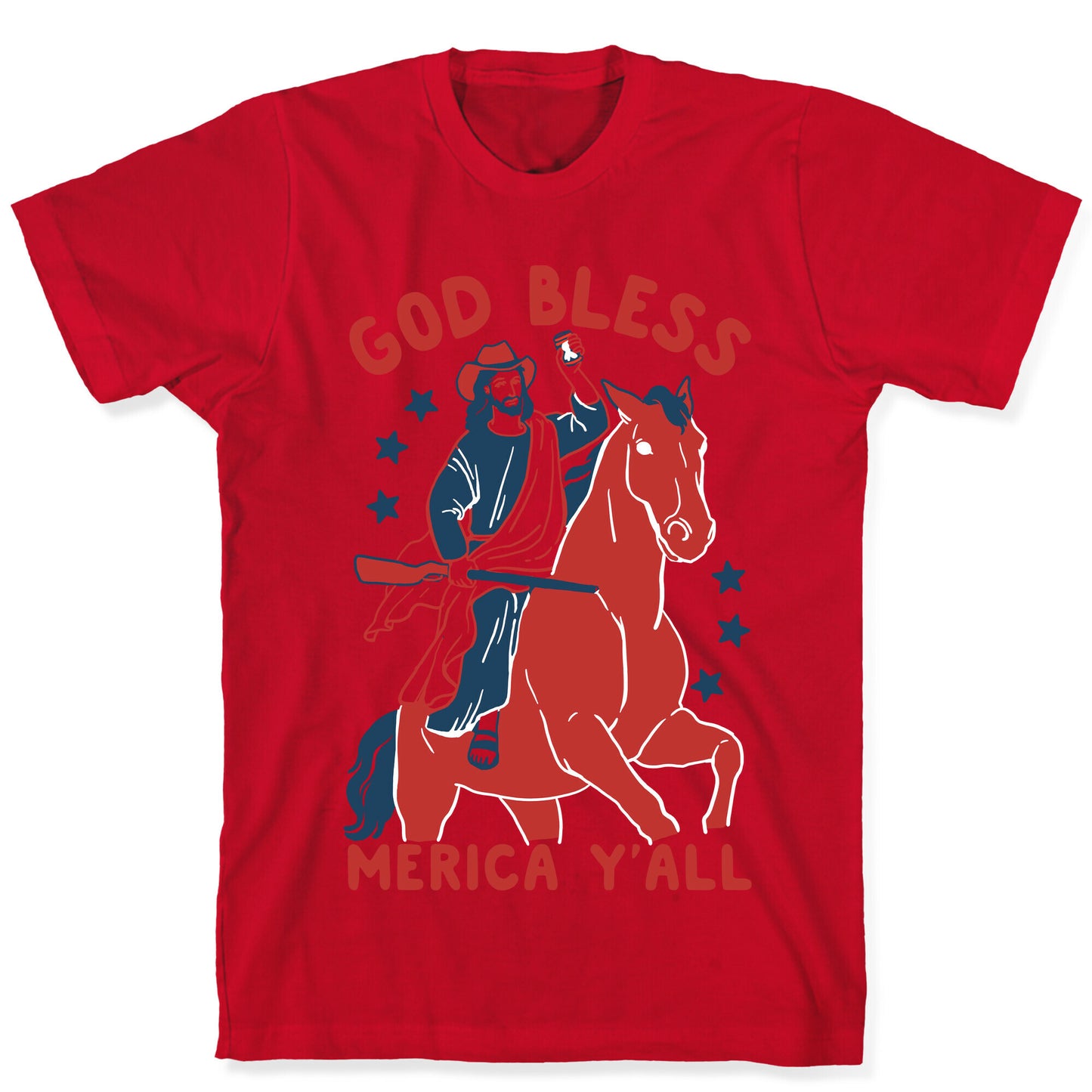 God Bless Merica Y'all: Cowboy Jesus T-Shirt