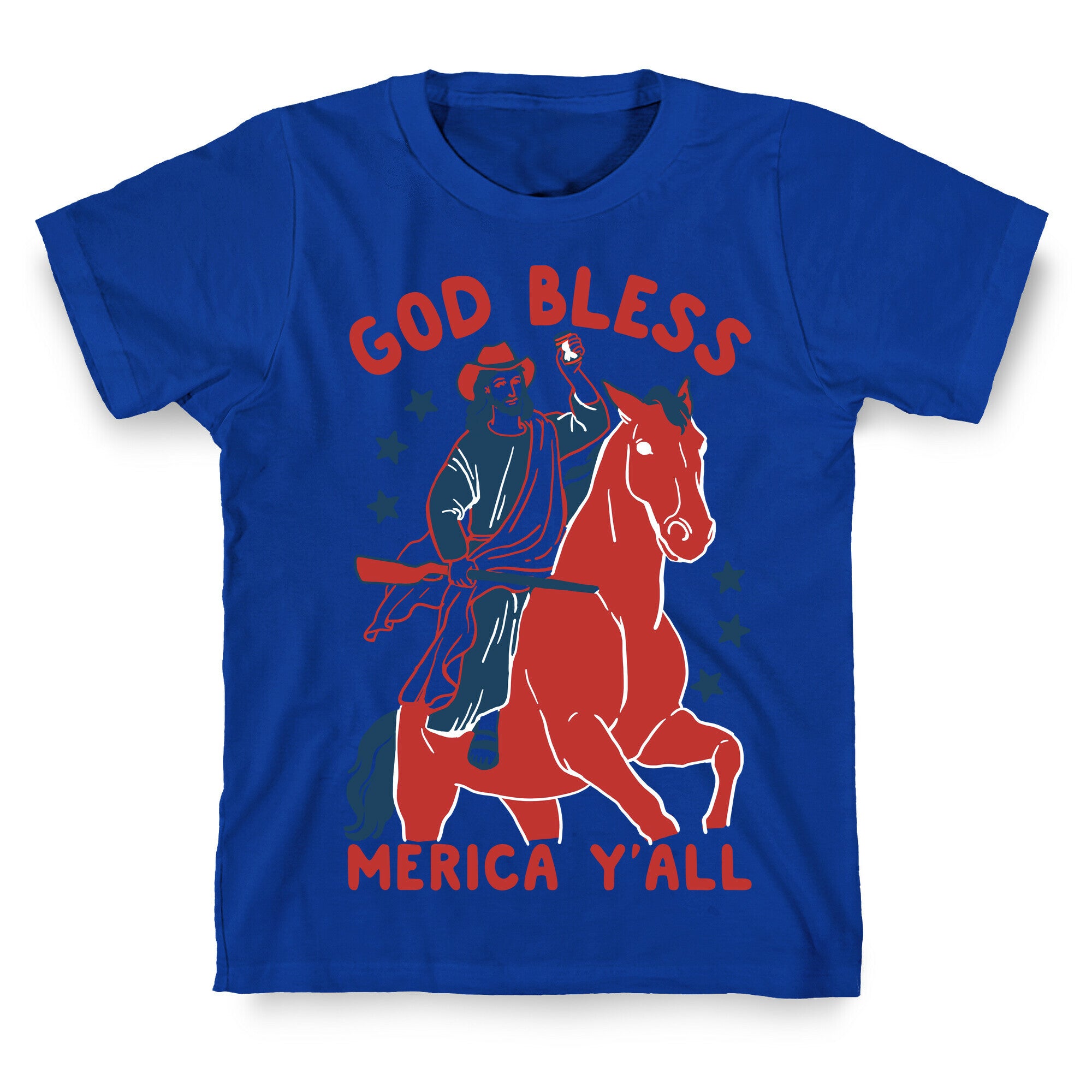God Bless Merica Y'all: Cowboy Jesus T-Shirt