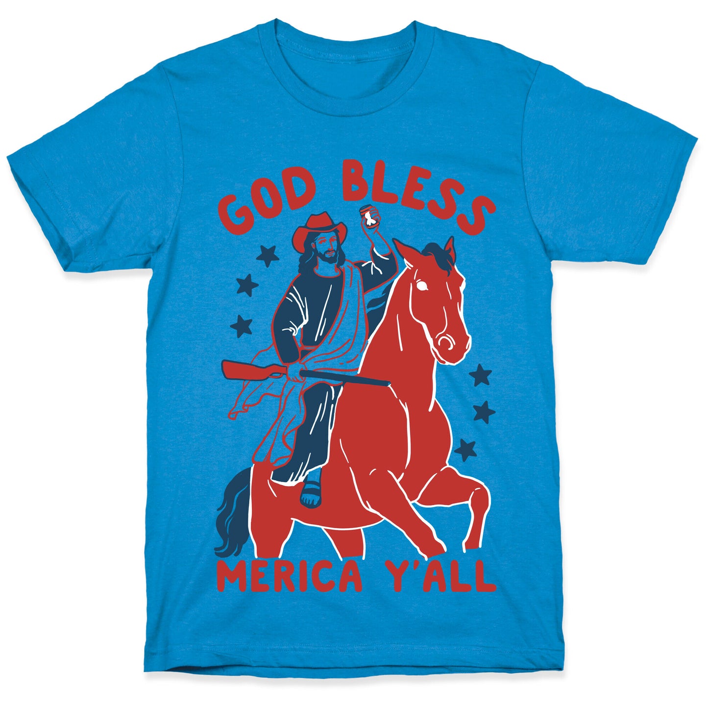 God Bless Merica Y'all: Cowboy Jesus T-Shirt