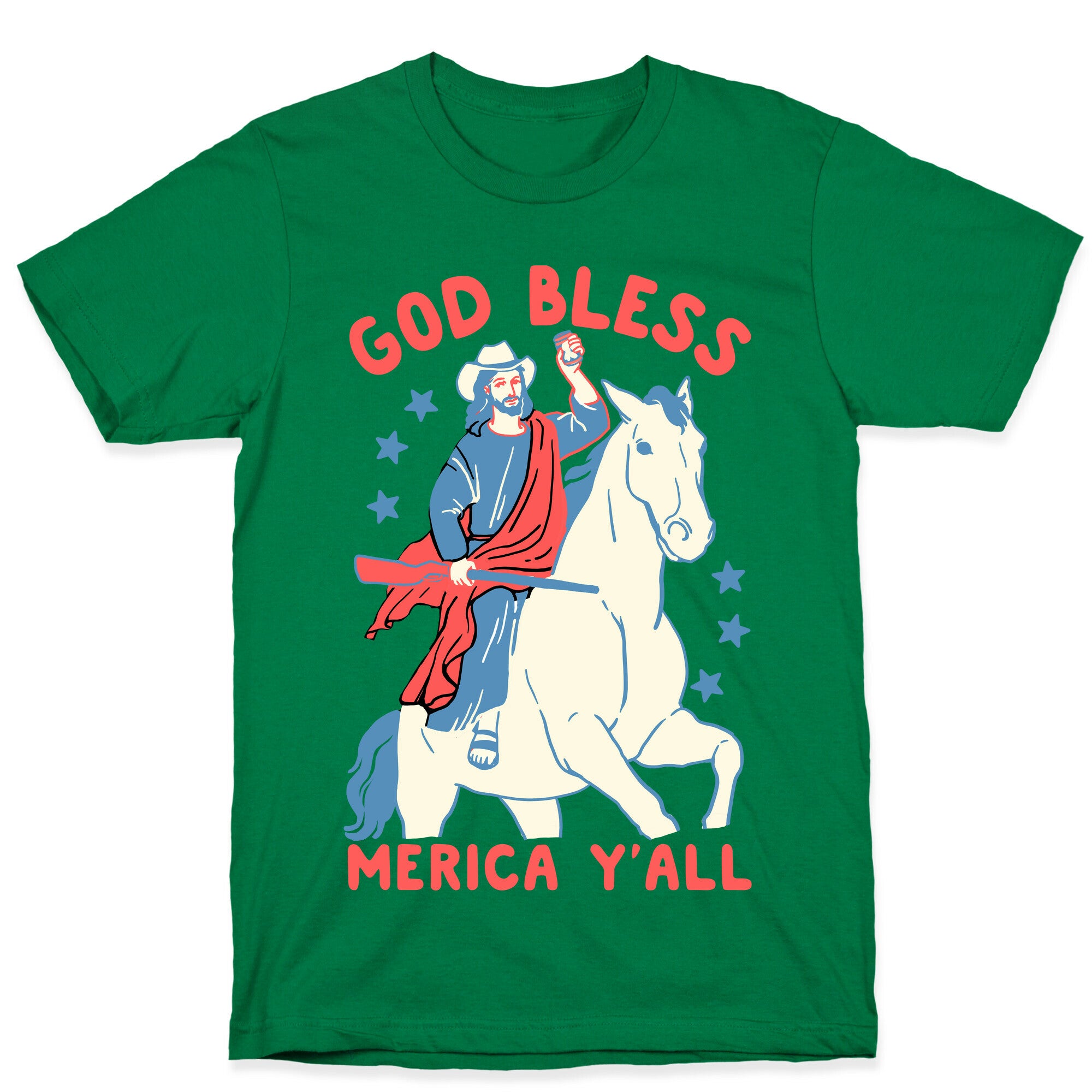God Bless Merica Y'all: Cowboy Jesus T-Shirt