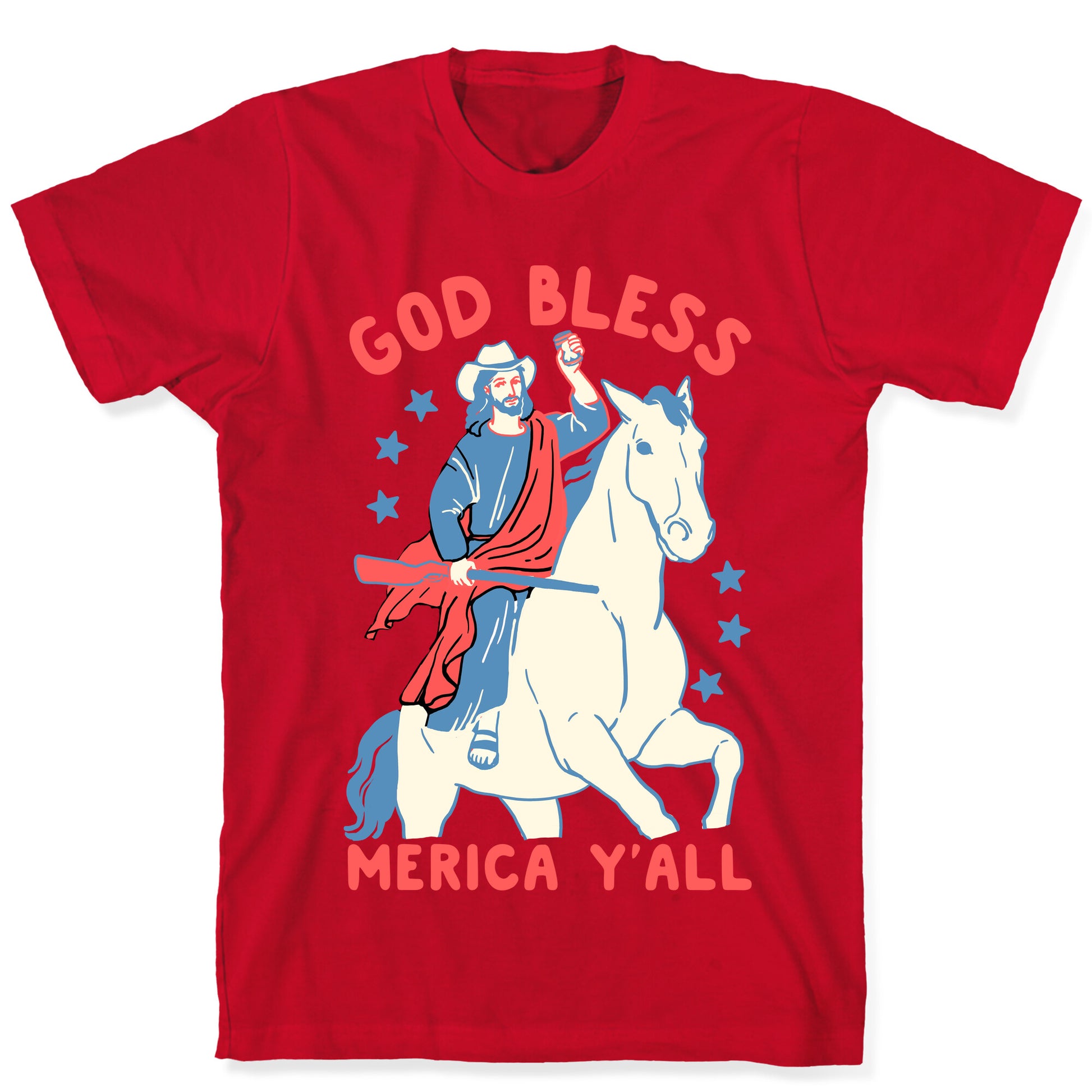 God Bless Merica Y'all: Cowboy Jesus T-Shirt