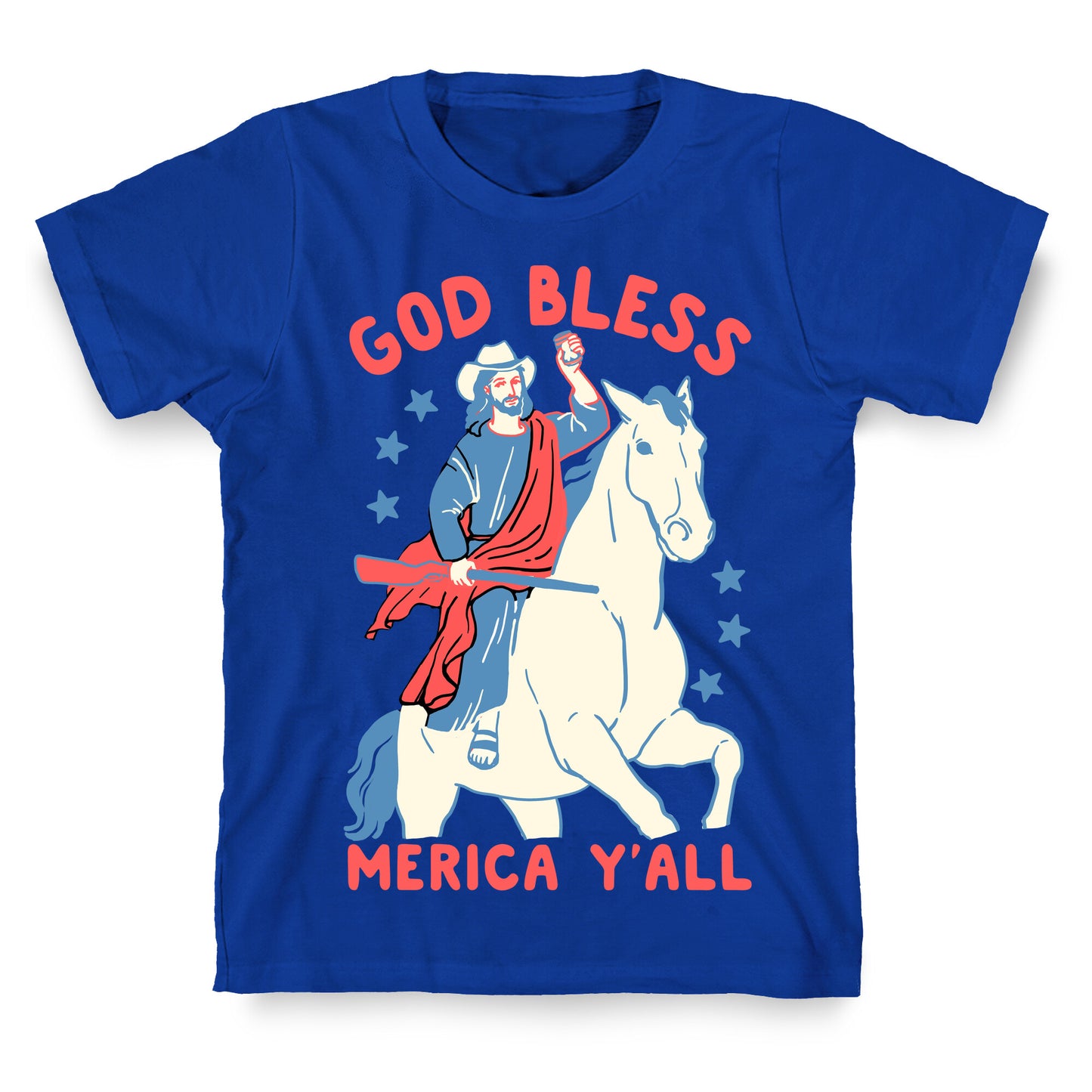 God Bless Merica Y'all: Cowboy Jesus T-Shirt