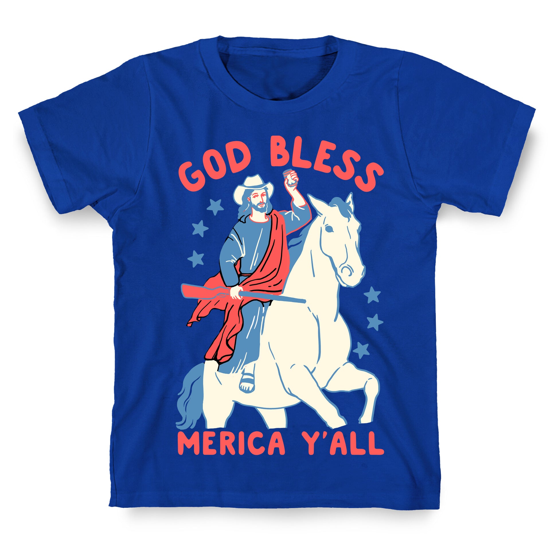 God Bless Merica Y'all: Cowboy Jesus T-Shirt