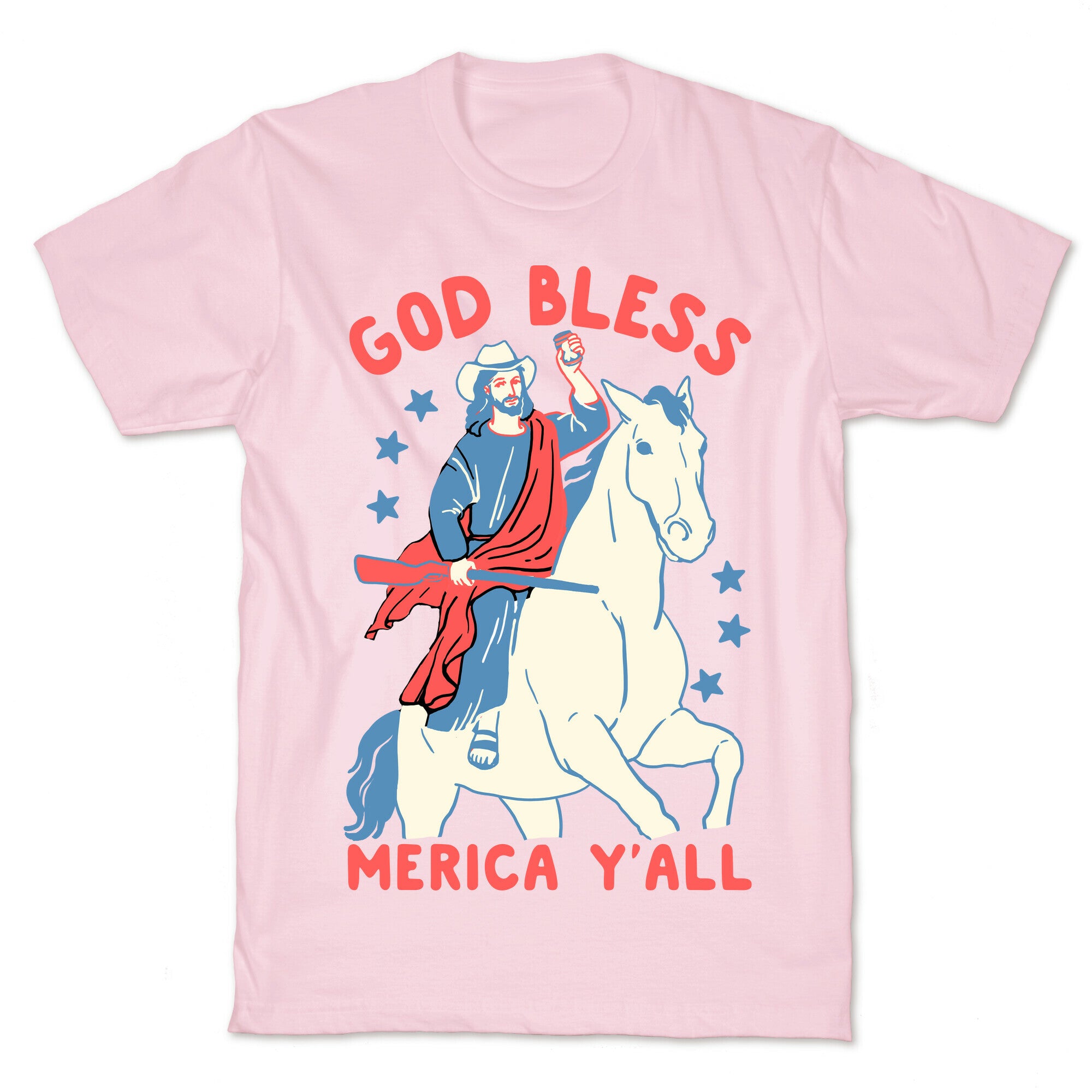 God Bless Merica Y'all: Cowboy Jesus T-Shirt