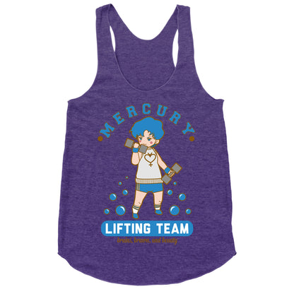 Mercury Lifting Team Parody White Racerback Tank