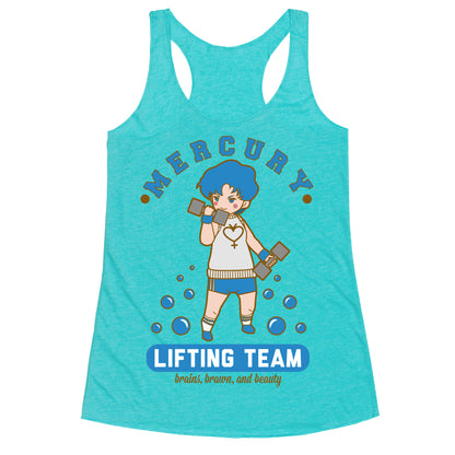 Mercury Lifting Team Parody White Racerback Tank