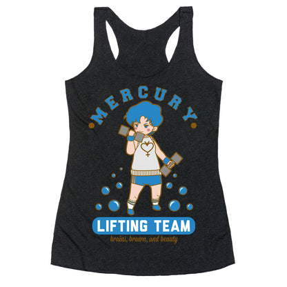 Mercury Lifting Team Parody White Racerback Tank