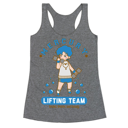 Mercury Lifting Team Parody White Racerback Tank